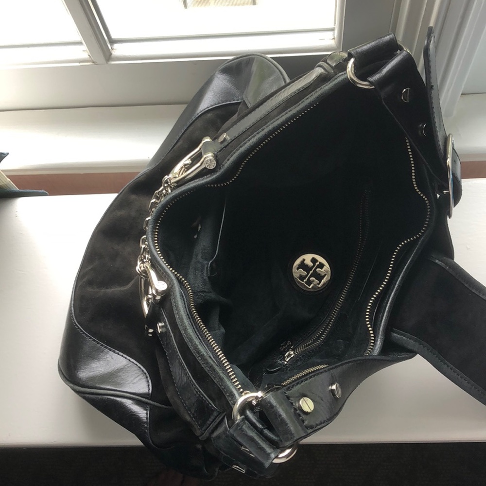 Black Suede Tory Burch Shoulder Bag